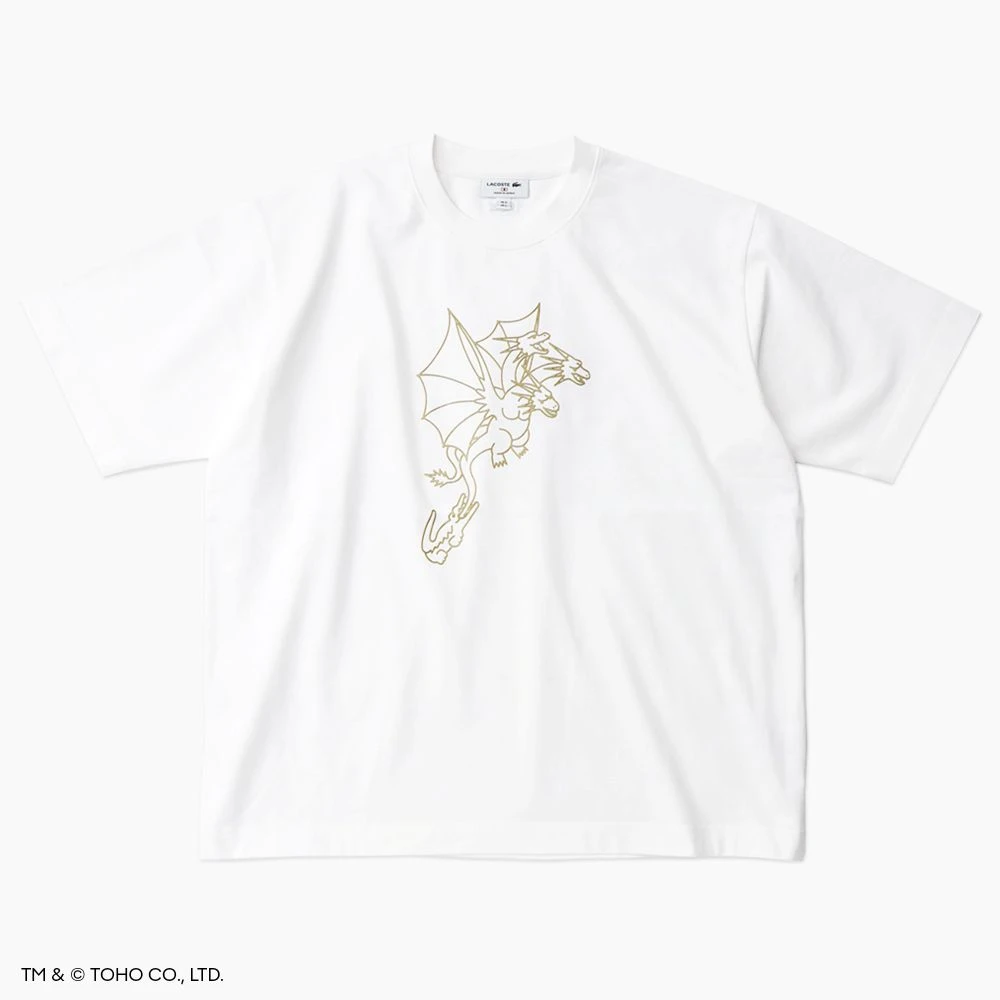 ラコステ x ゴジラ　Tシャツ　白　2 xsLACOSTE GODZILLA ゴジラ ラコステ LACOSTE GODZILLA コラボ Tシャツ M 新品