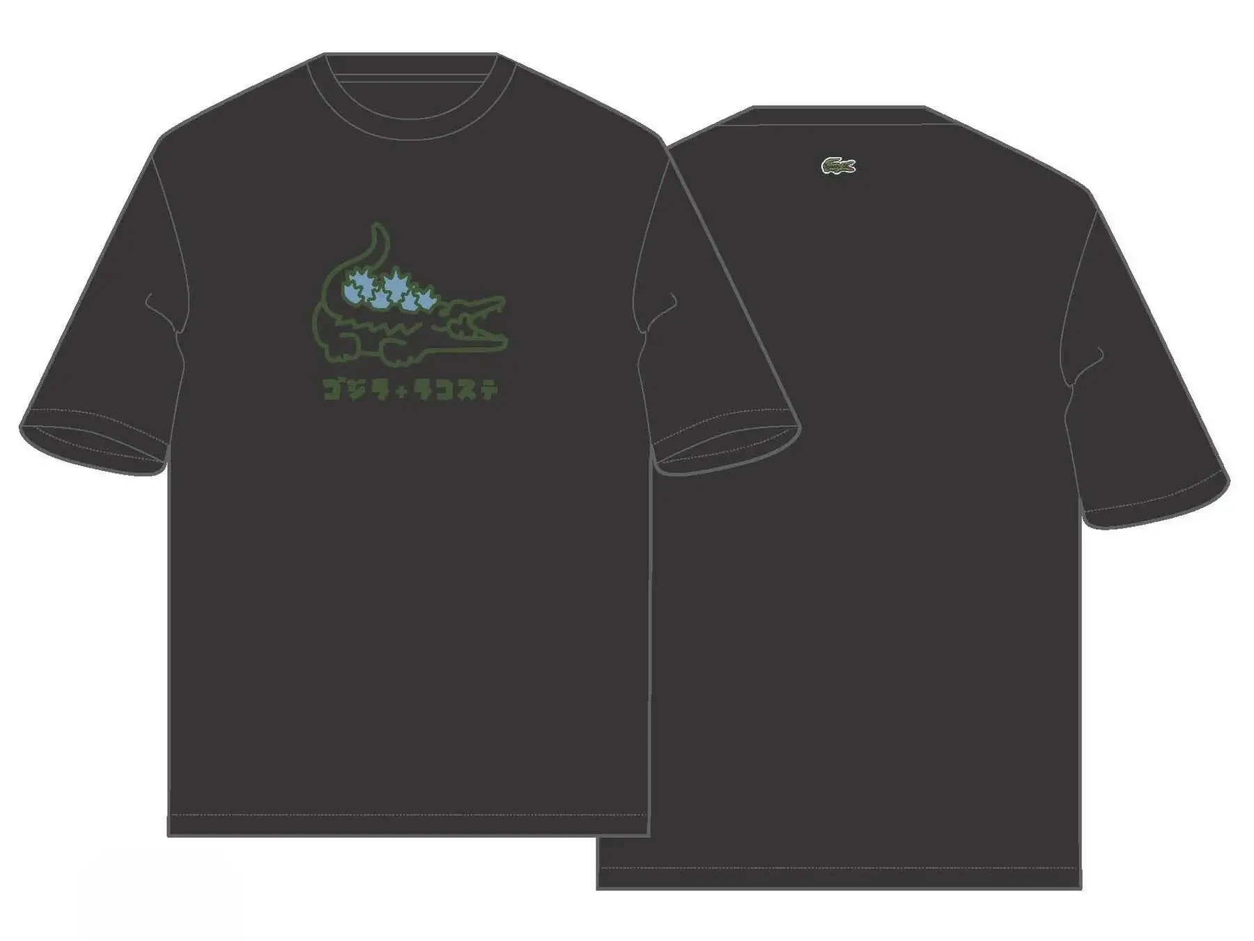 LACOSTE GODZILLA 黒 ゴジラTシャツ ② Lacoste x Godzilla T-shirt - Godzilla Black Color Ver. (S Size)