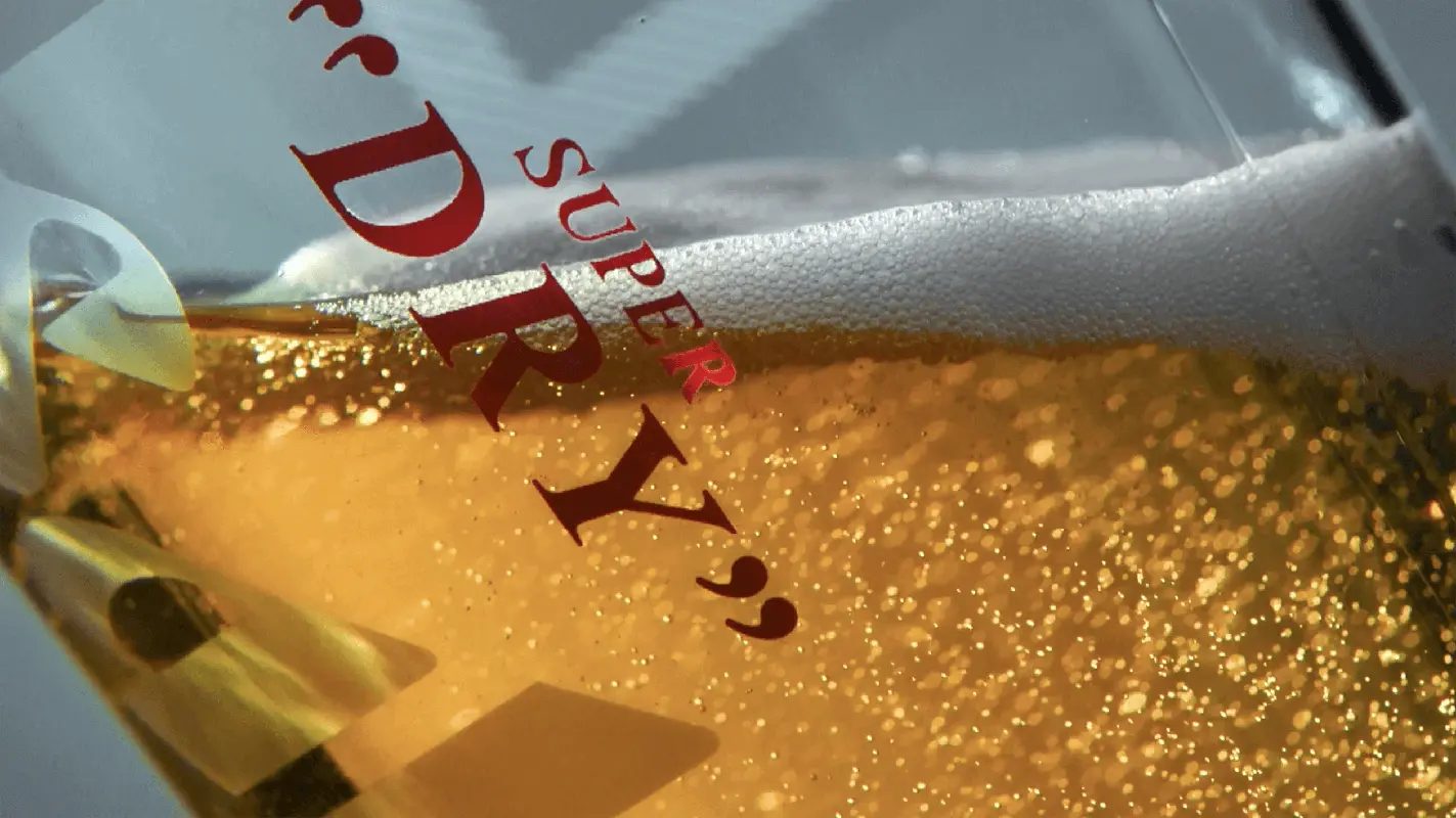 asahi super dry close up