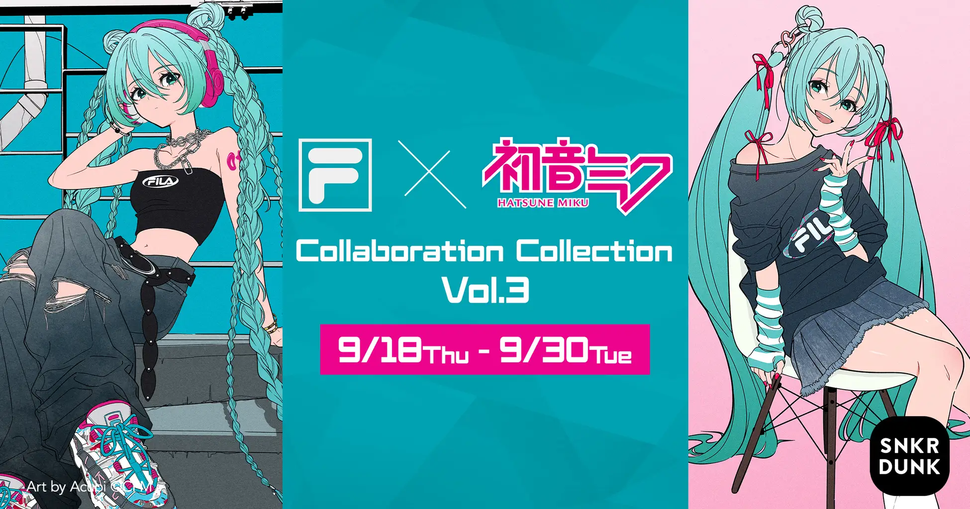 Hatsune Miku x FILA collab returns with SNKRDUNK exclusive third wave