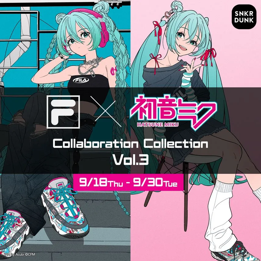 Hatsune Miku x FILA collab returns with SNKRDUNK exclusive third wave