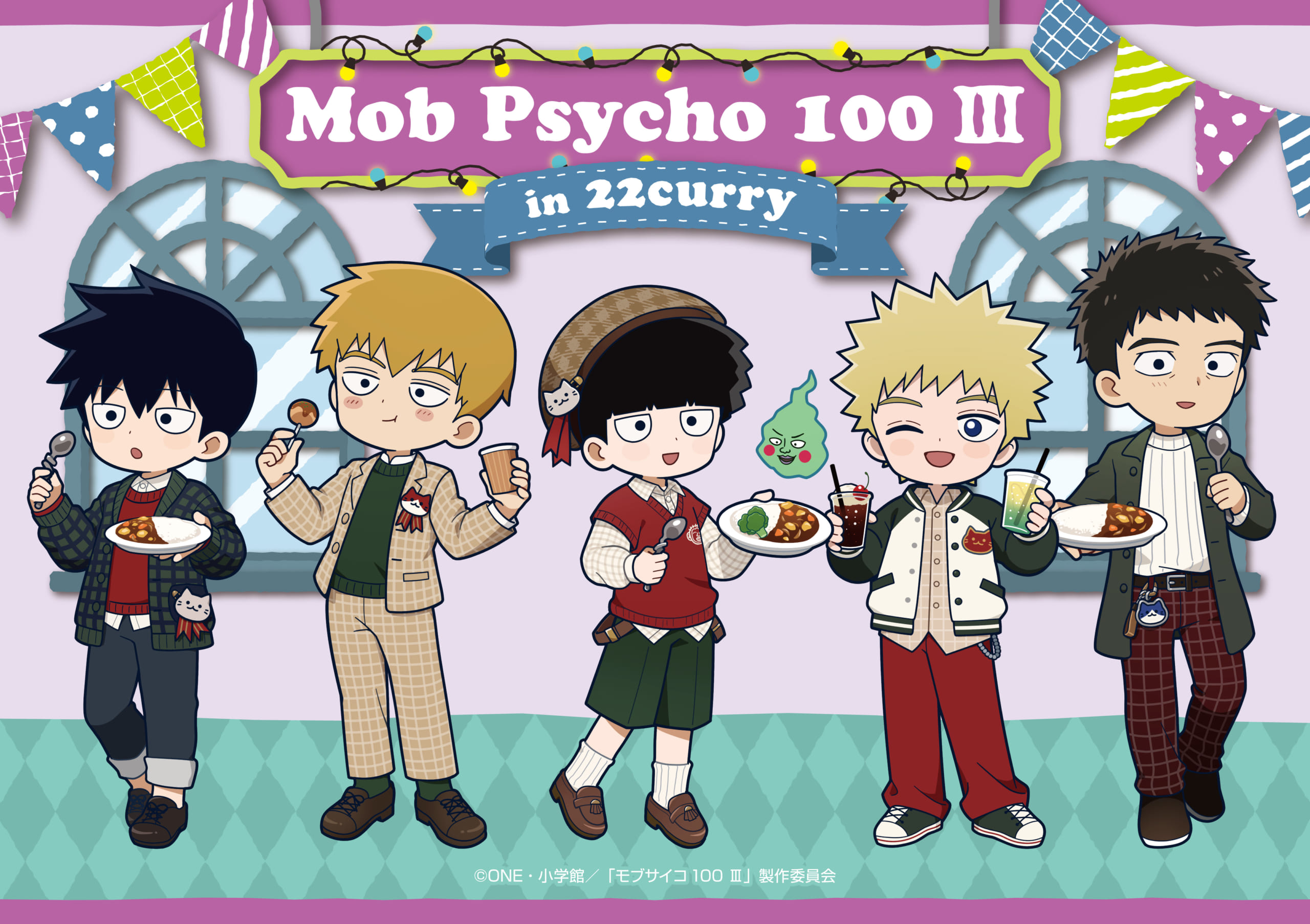 Mob Psycho 100 III x 22 Curry collaboration begins in Tokyo this month