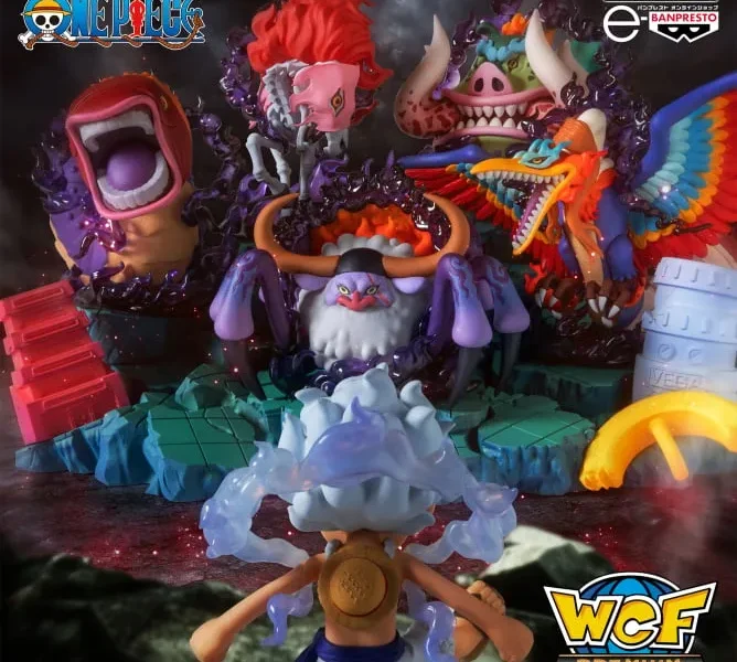 New One Piece figure set recreates Gear 5 Luffy vs. The Five Elders