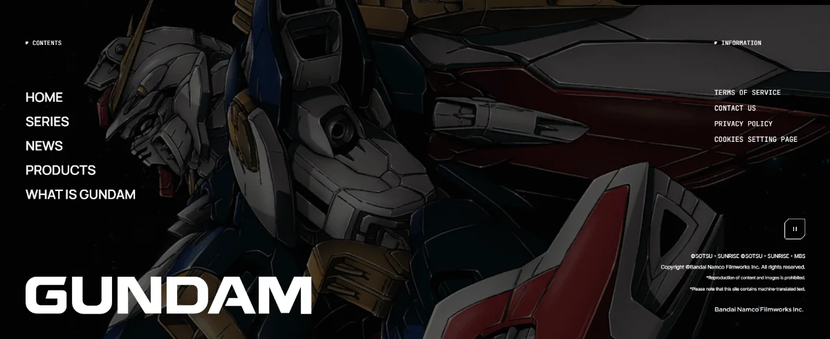 new gundam official website