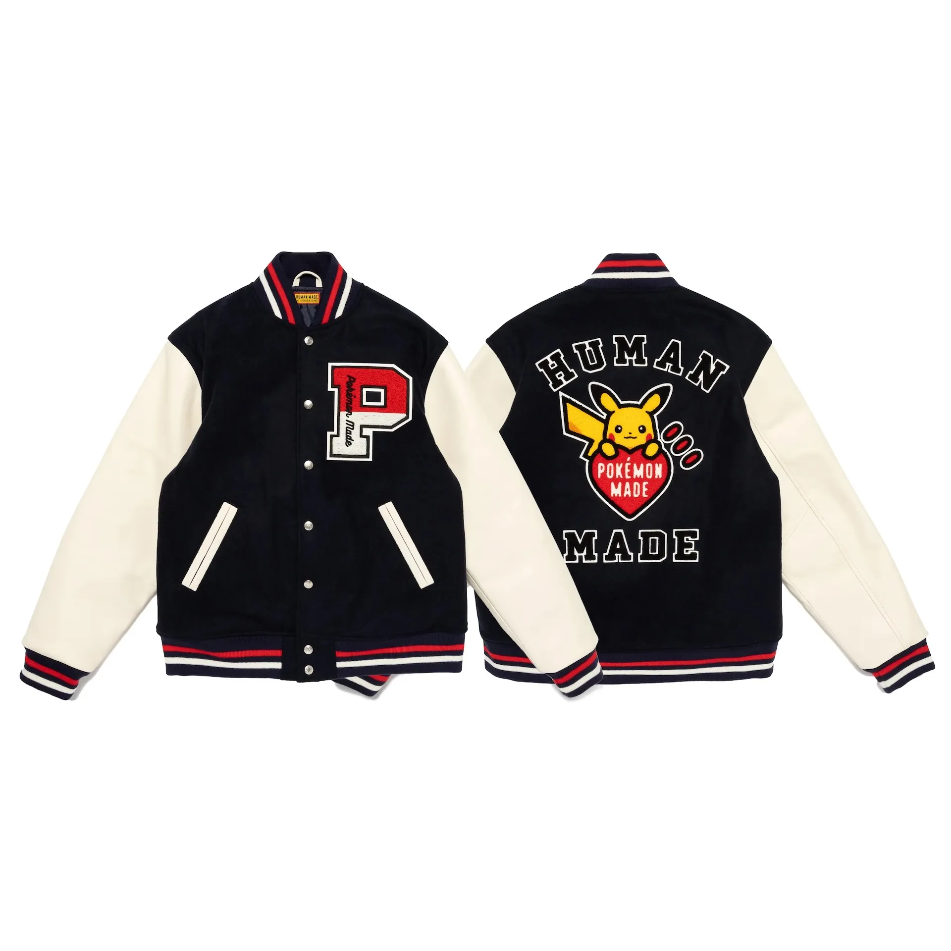 HUMANMADE POKEMON VARSITY JACKET ポケモン ☆Human Made x Pokemon Made☆Varsity Jacket☆Navy (HUMAN