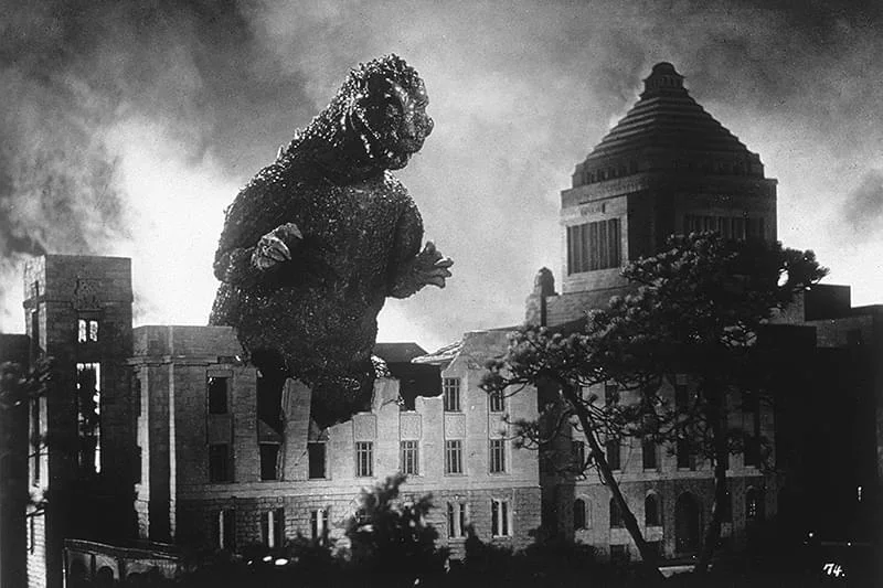 gozilla black and white 1