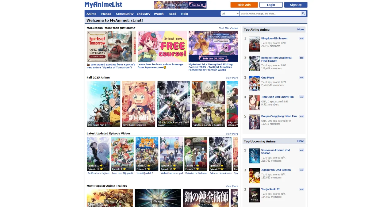 myanimelist screenshot