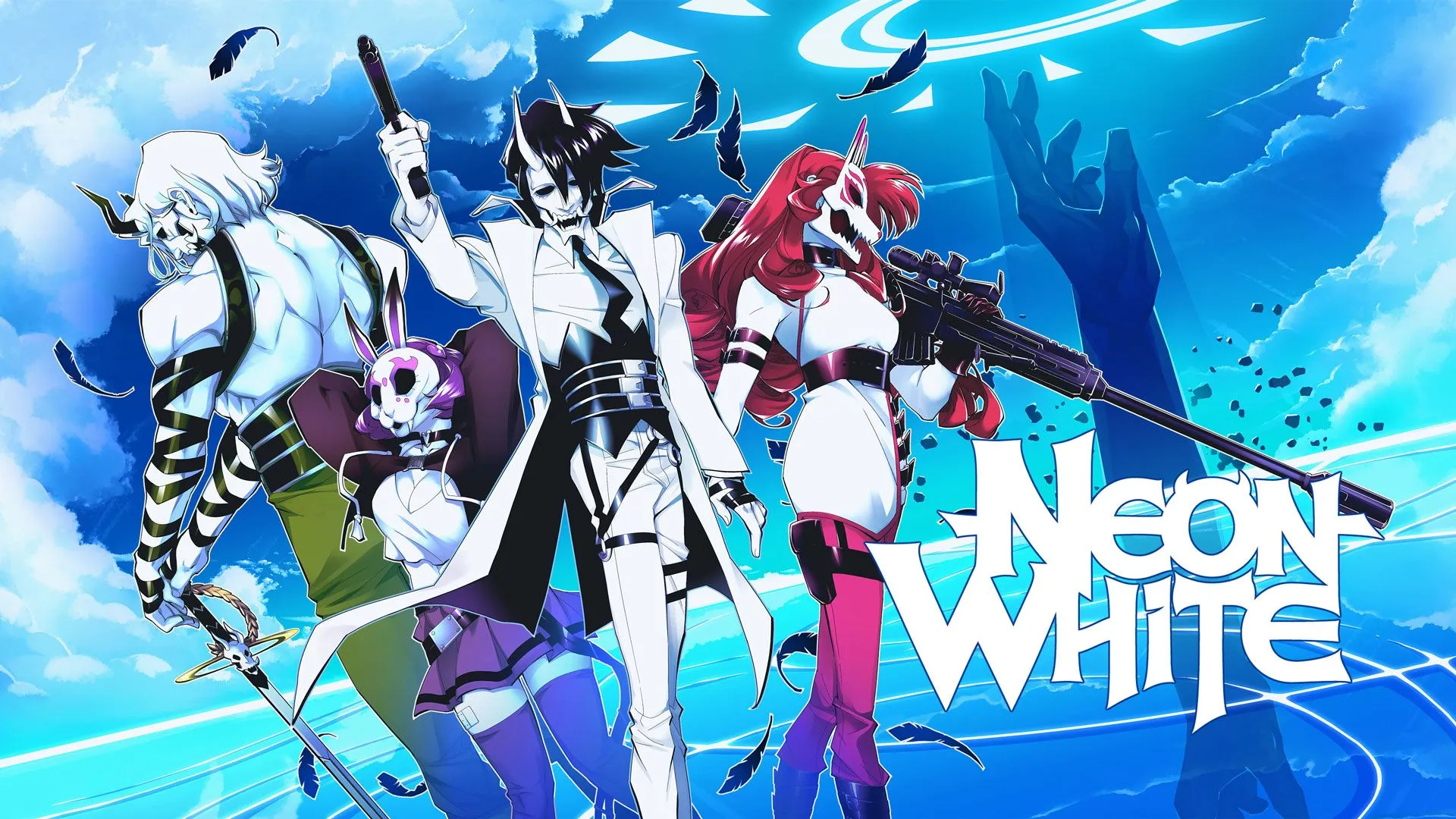 neon white key art