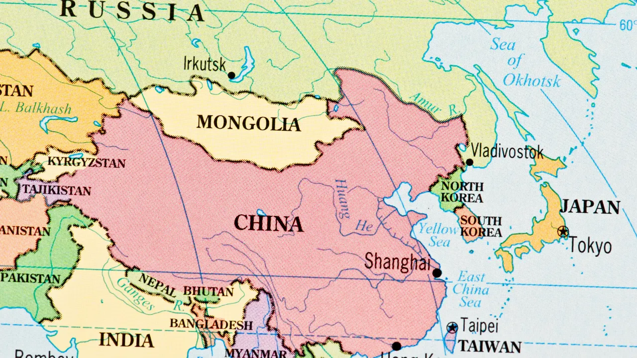 china japan asia map