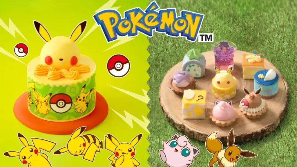 A promotional image showing 3 of the Pokemon cakes or baked goods available from Ginza Cosy Corner ginza cozy corner pokemon spring 2026 1