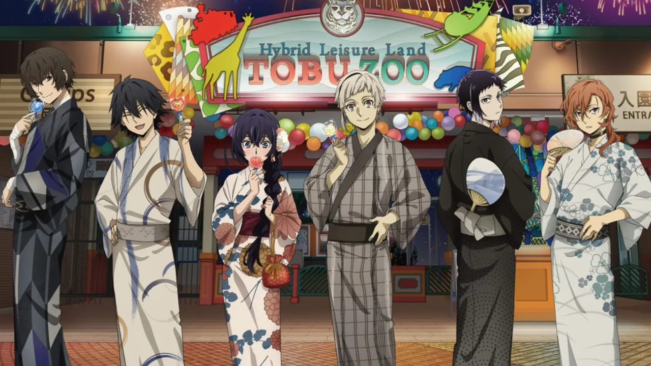Bungo Stray Dogs karakter dalam yukata - tampilan utama kolaborasi
