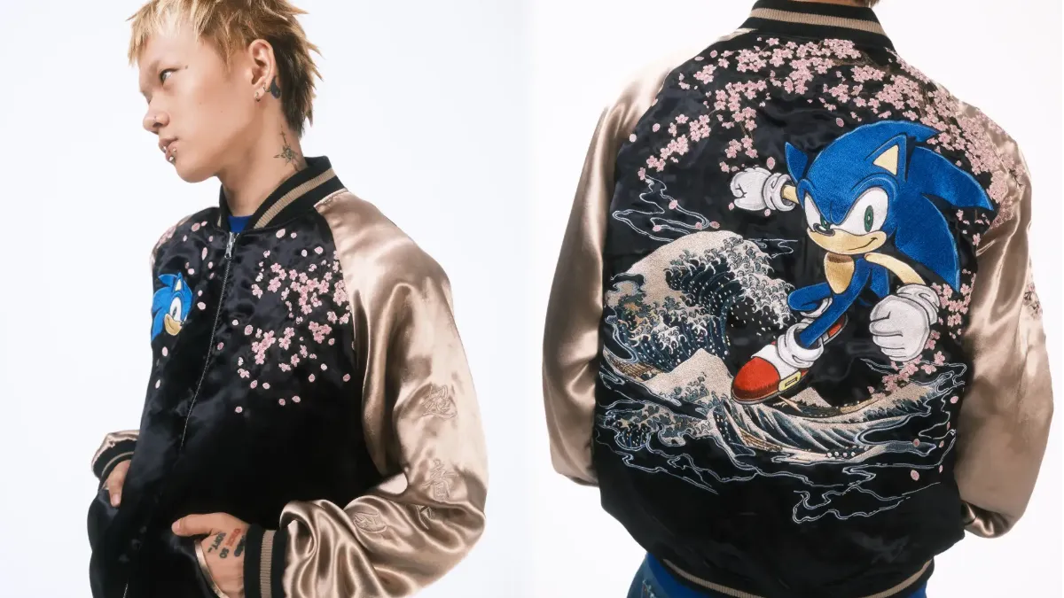 Sonic dan Karakuri Tamashii kolaborasi fashion 35th anniversary - jaket souvenir bertema Sonic