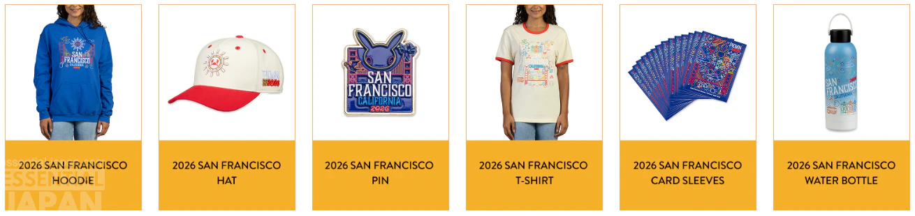 Pokémon Center Merch Lineup for World Championships 2026 and PokémonXP 15