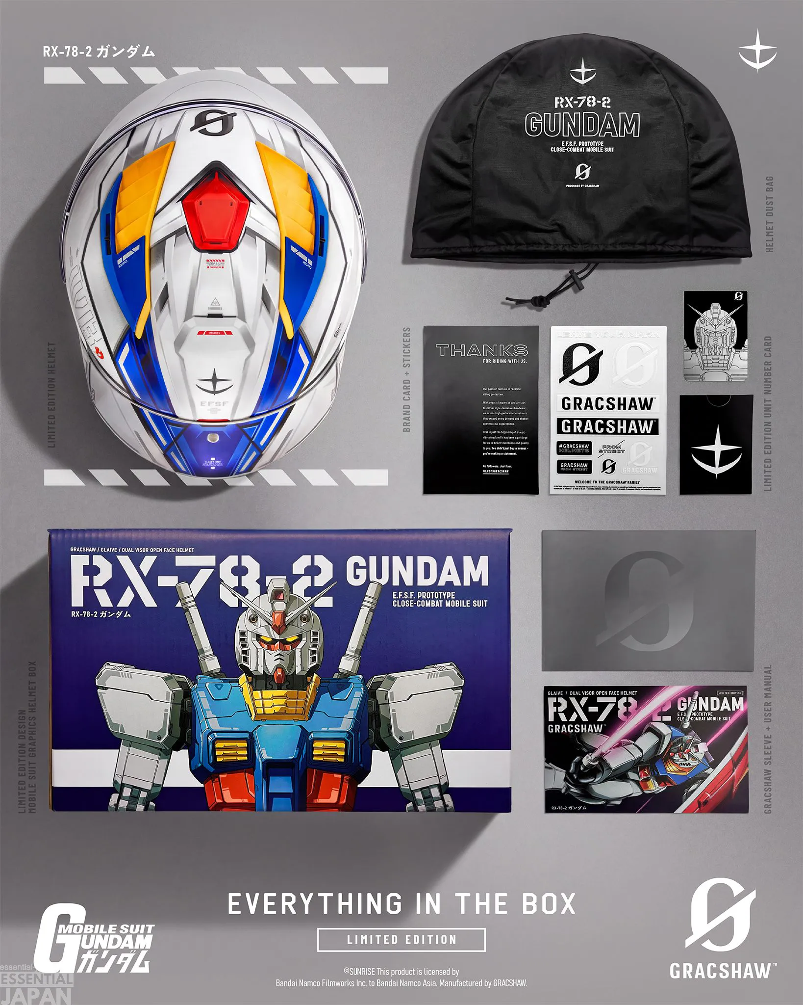 GRACSHAW x Mobile Suit Gundam motorcycle helmets 3