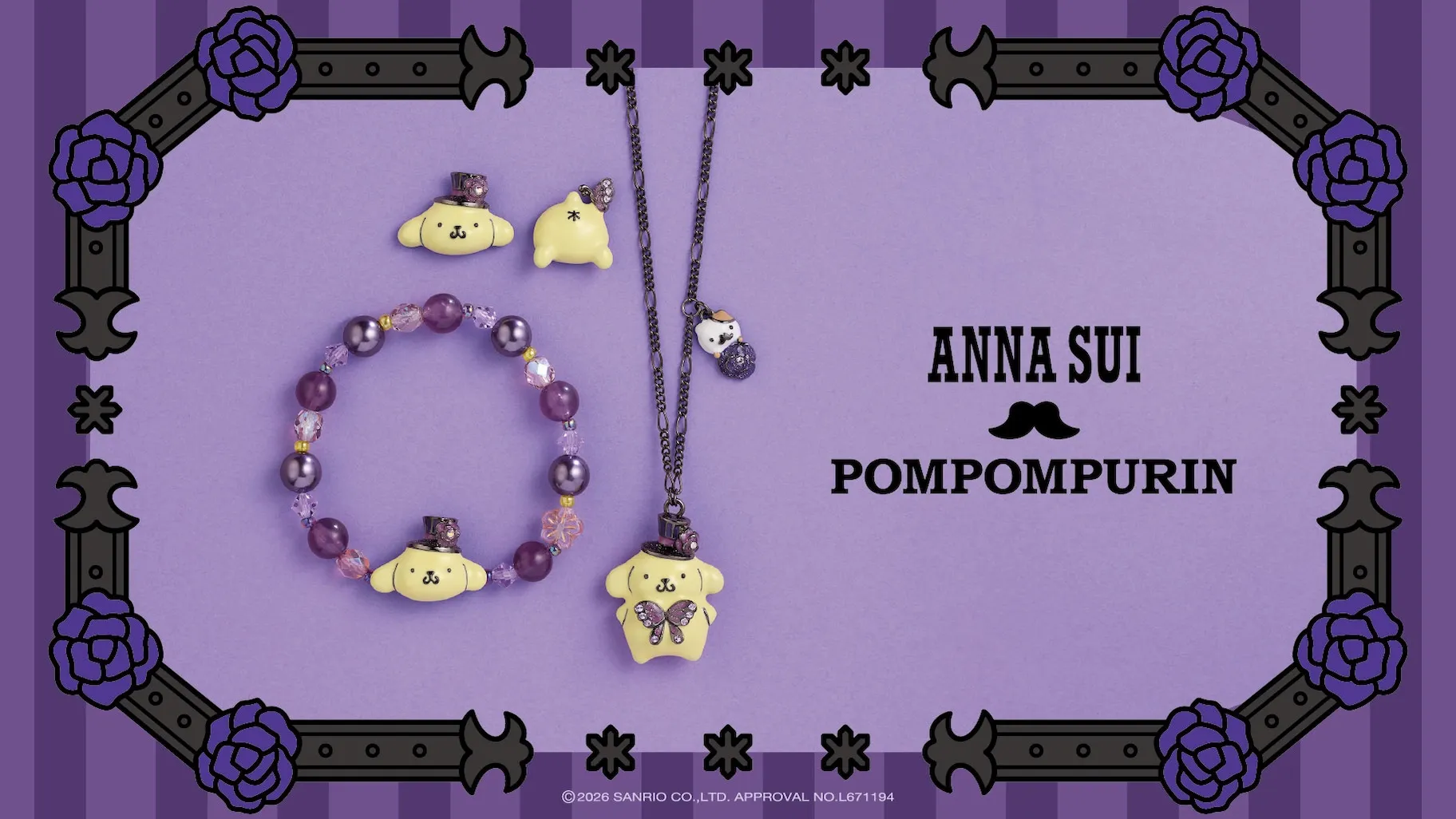 Pompompurin x Anna Sui 30th Anniversary Jewelry Collab 1