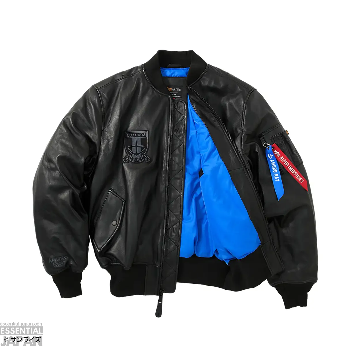 STRICT G ALPHA Mobile Suit Gundam Char's Counterattack LEATHER MA 1 HERITAGE FIT FLIGHT JACKET Amuro Ray Model 8