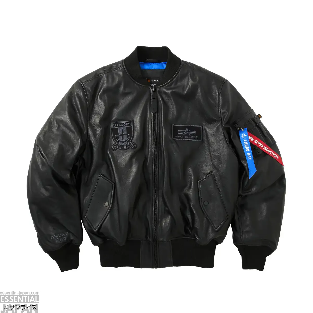 STRICT G ALPHA Mobile Suit Gundam Char's Counterattack LEATHER MA 1 HERITAGE FIT FLIGHT JACKET Amuro Ray Model 9