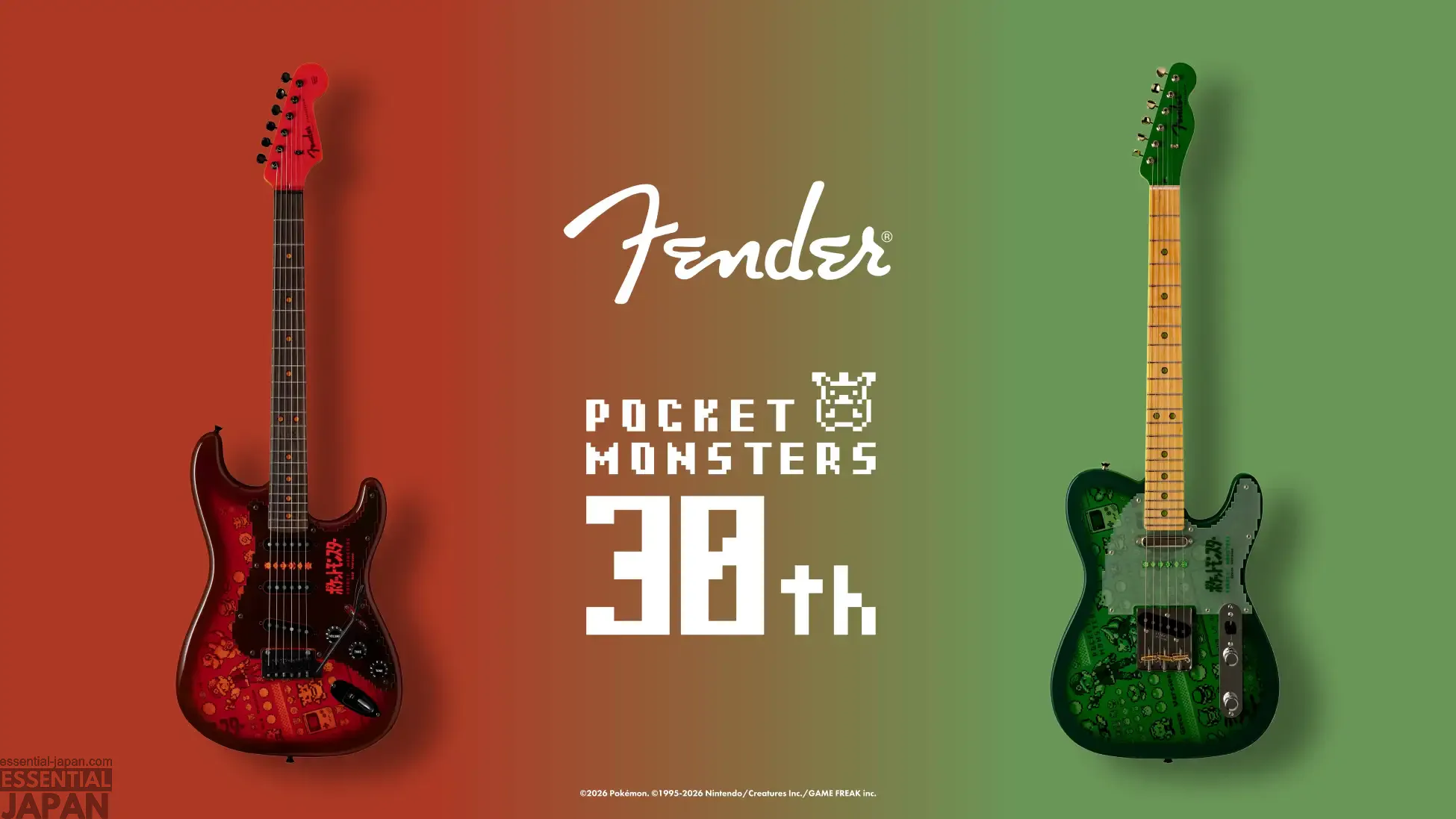 fender pokemon red green japan stratocaster 2